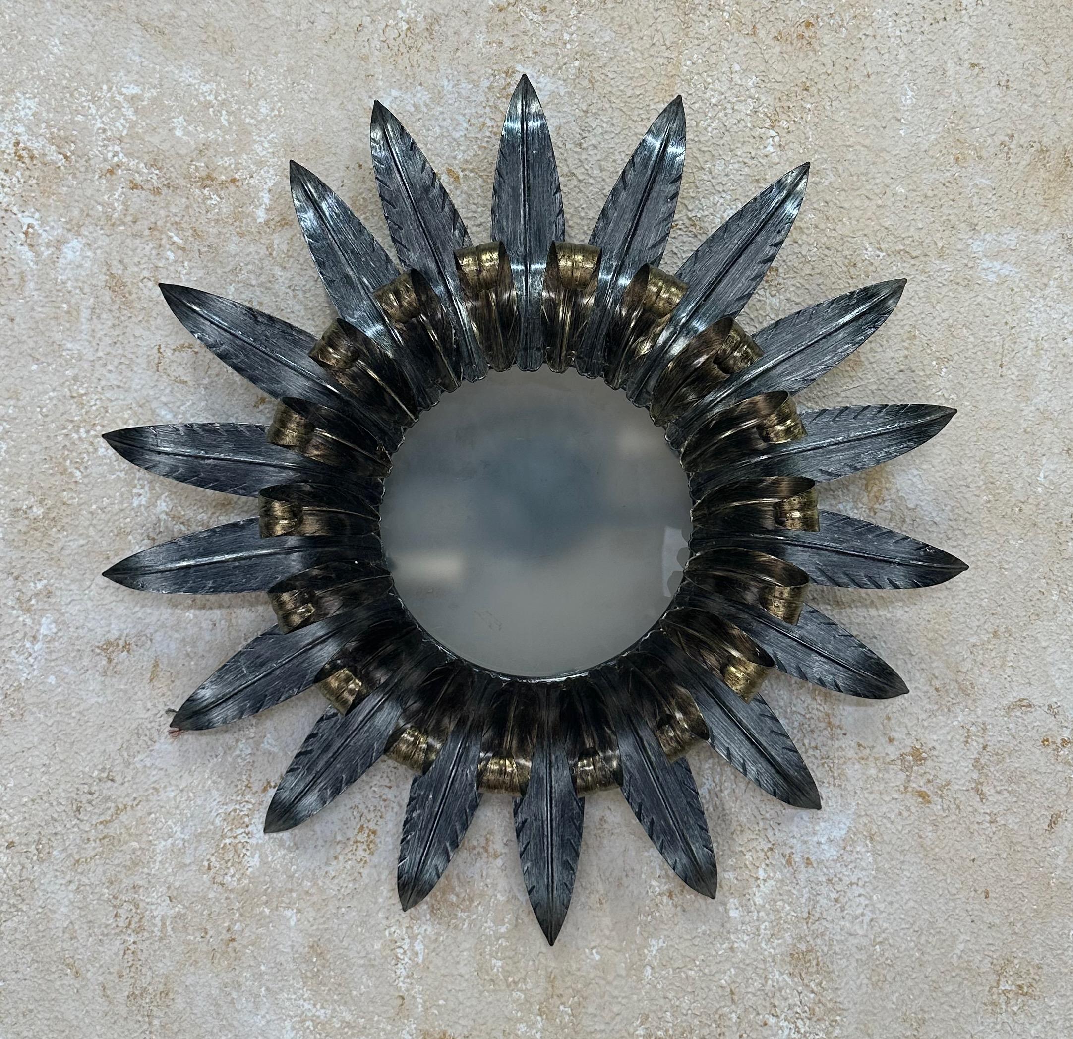 Plafoniera spagnola d'epoca in metallo dorato e argento in vendita 6