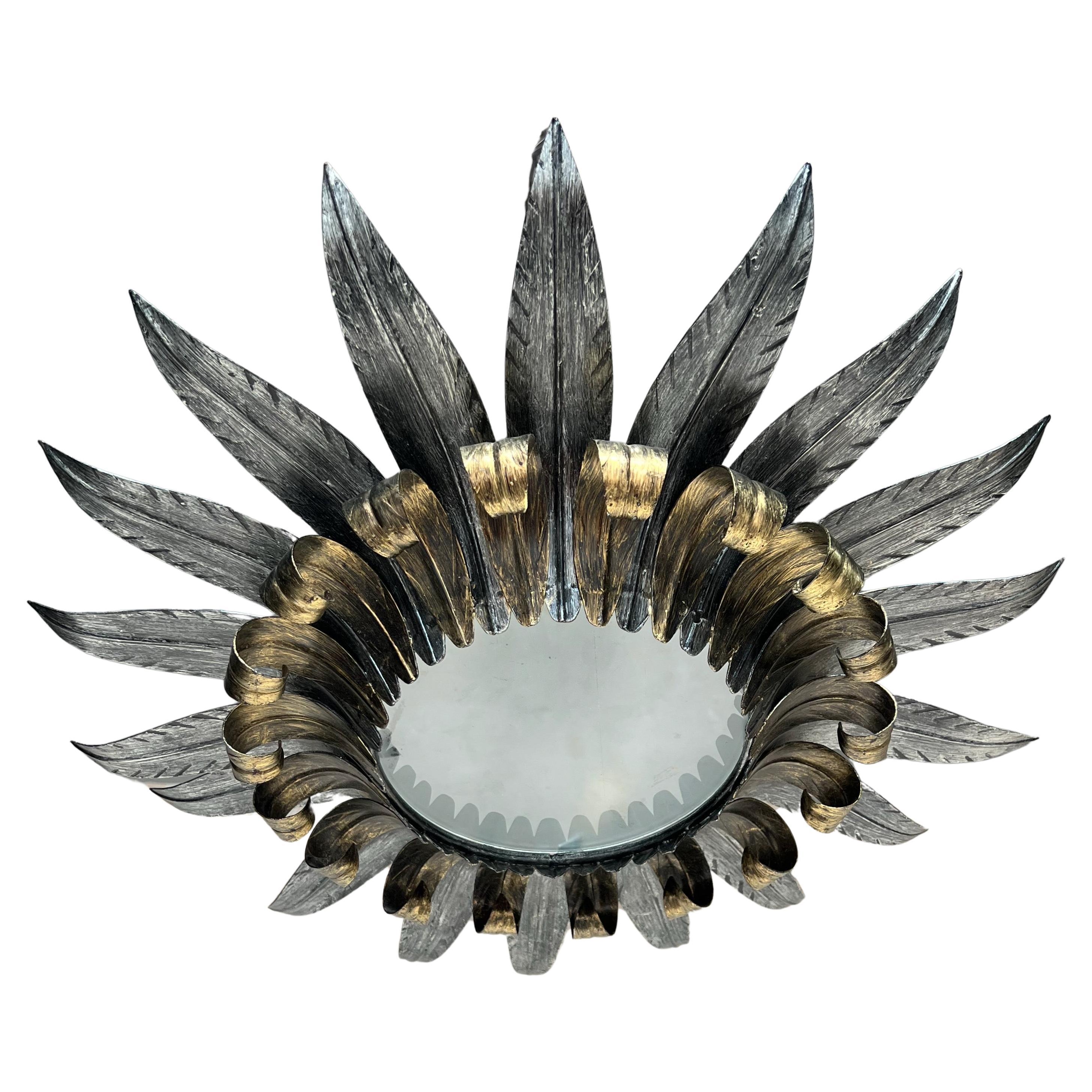 Plafón español vintage de plata y metal dorado
