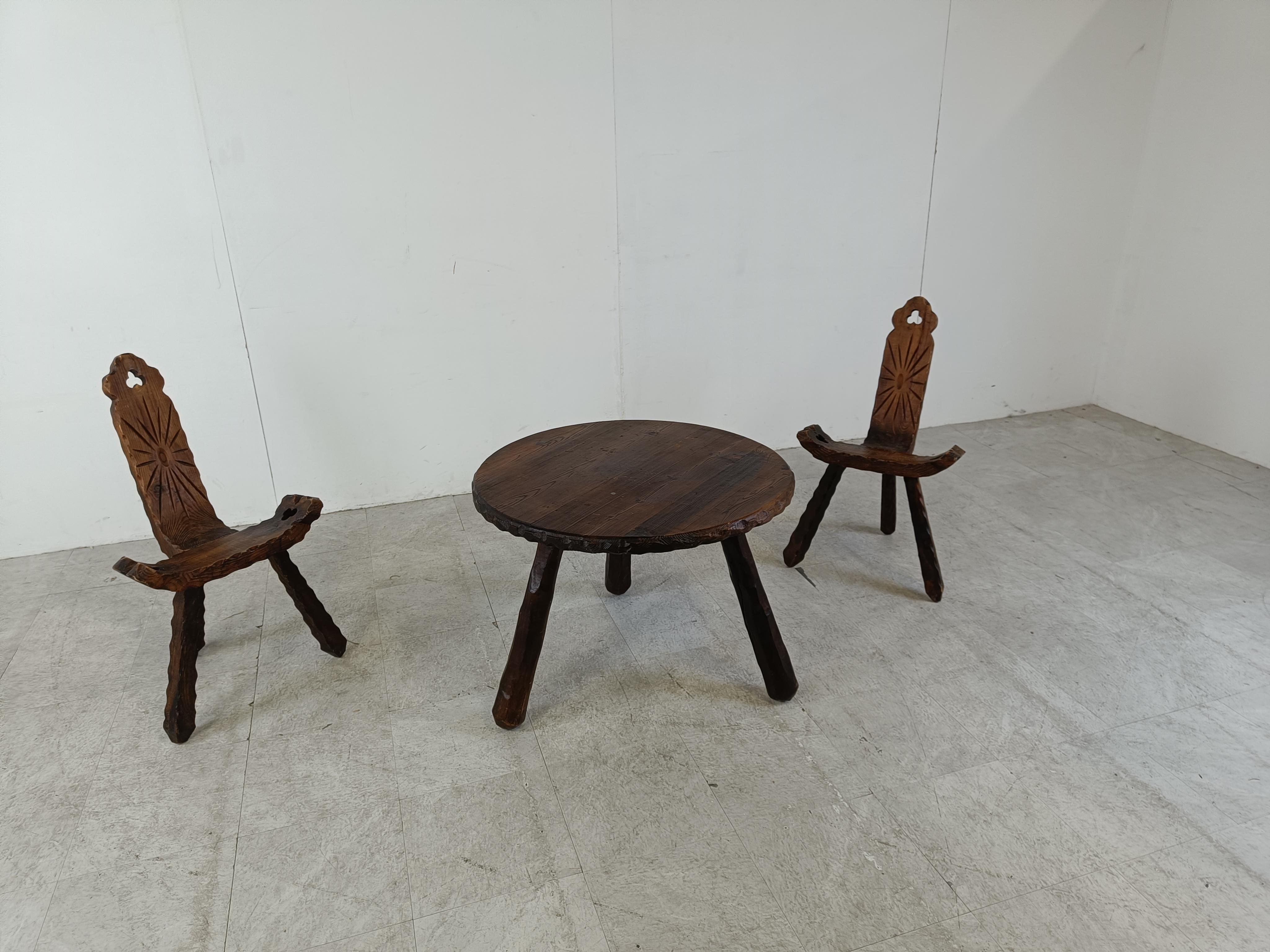Mid-20th Century Vintage spanish stools with table, 1950s  For Sale