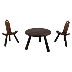 Vintage spanish stools with table, 1950s
