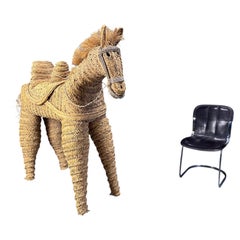 Vintage spanish straw life size Pony/horse, 1960s