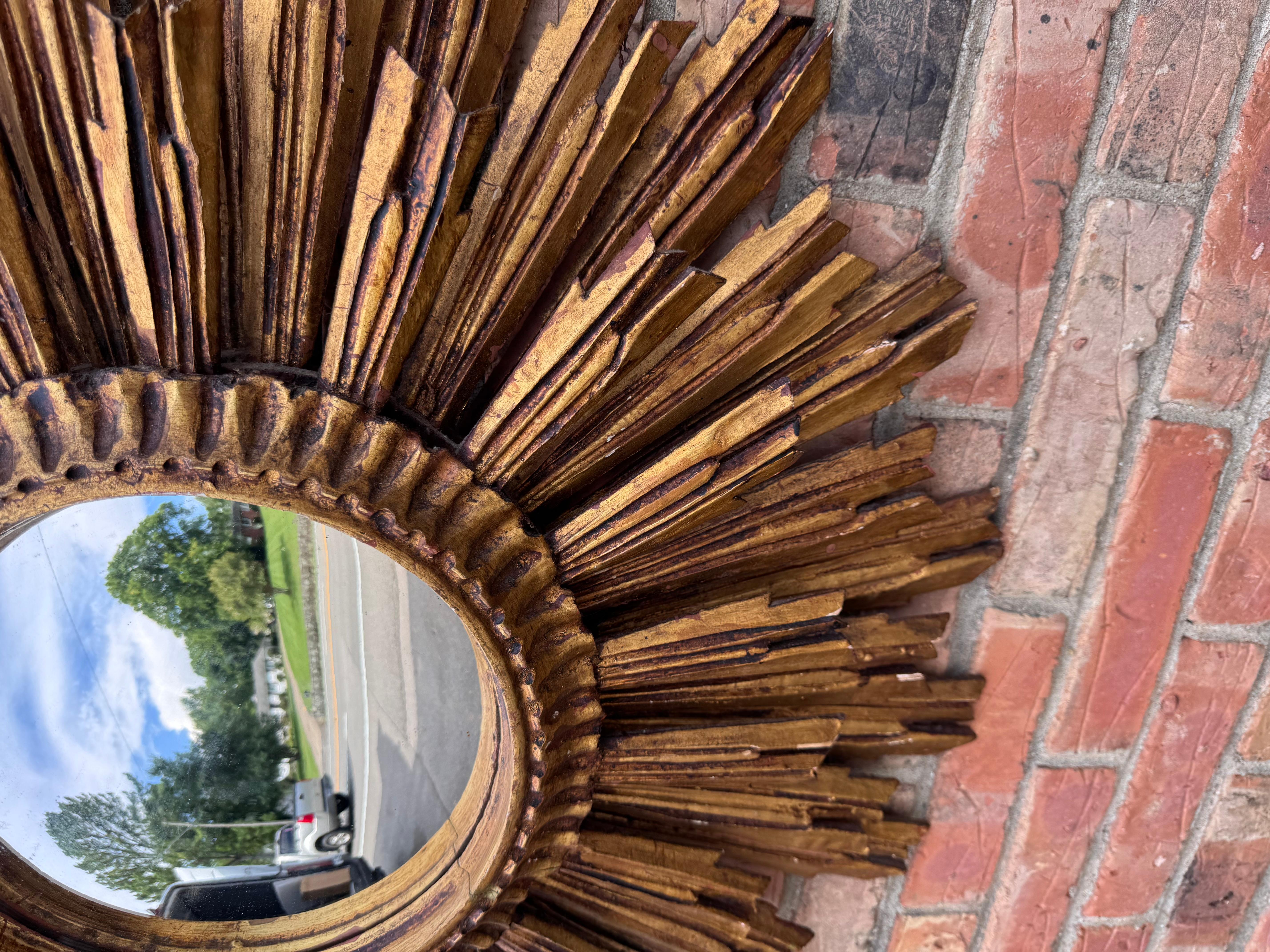 Espejo Sunburst Vintage Español Madera en venta