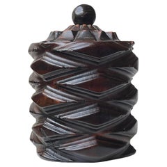 Vintage Spanish Tea or Tobacco Jar in Ebonized Wood