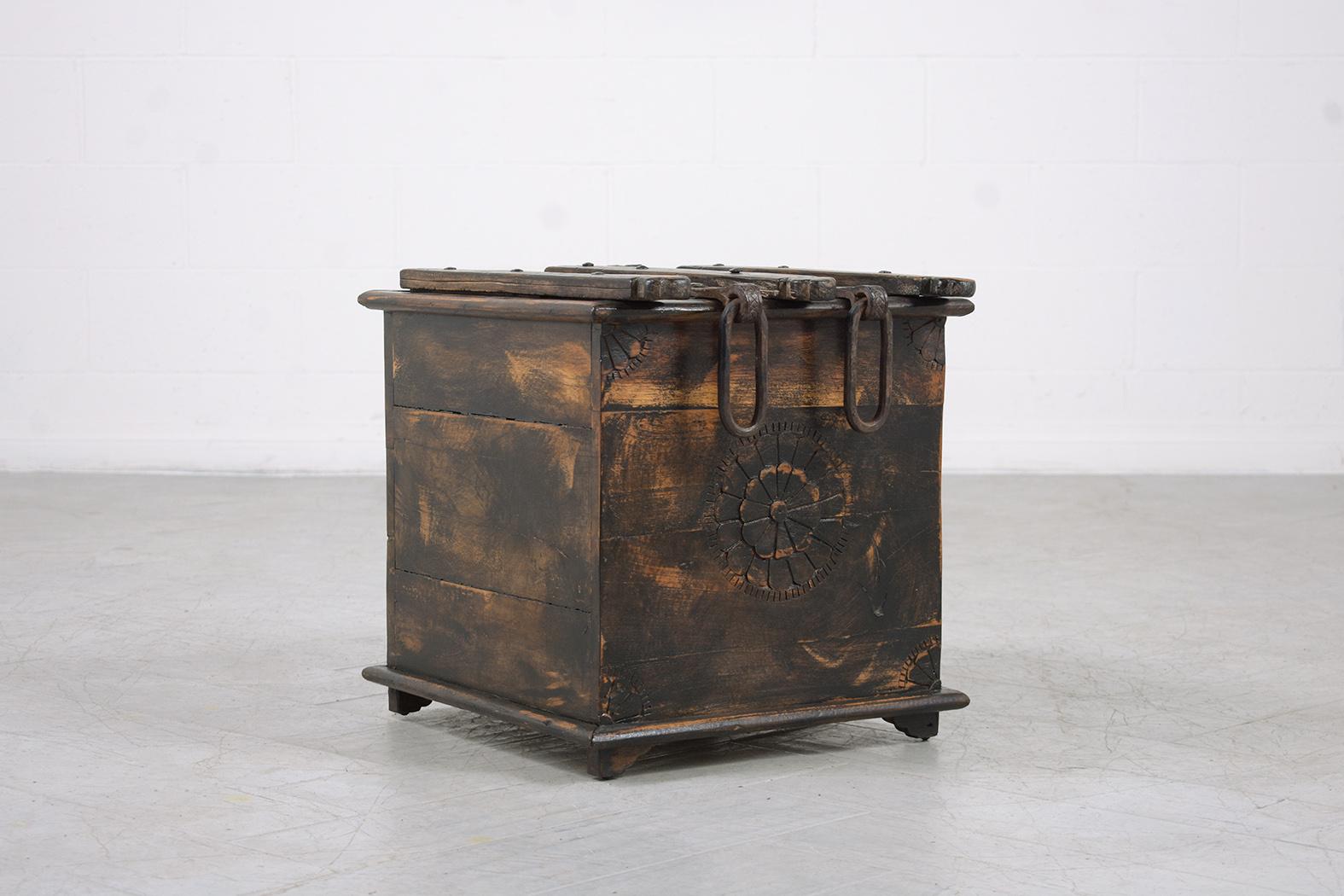 Iron Vintage 1970s Restored Spanish-Style Wooden Trunk: Elegance Meets Practicality For Sale
