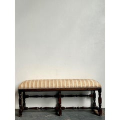 Vintage Spanish Turned Wood Bench