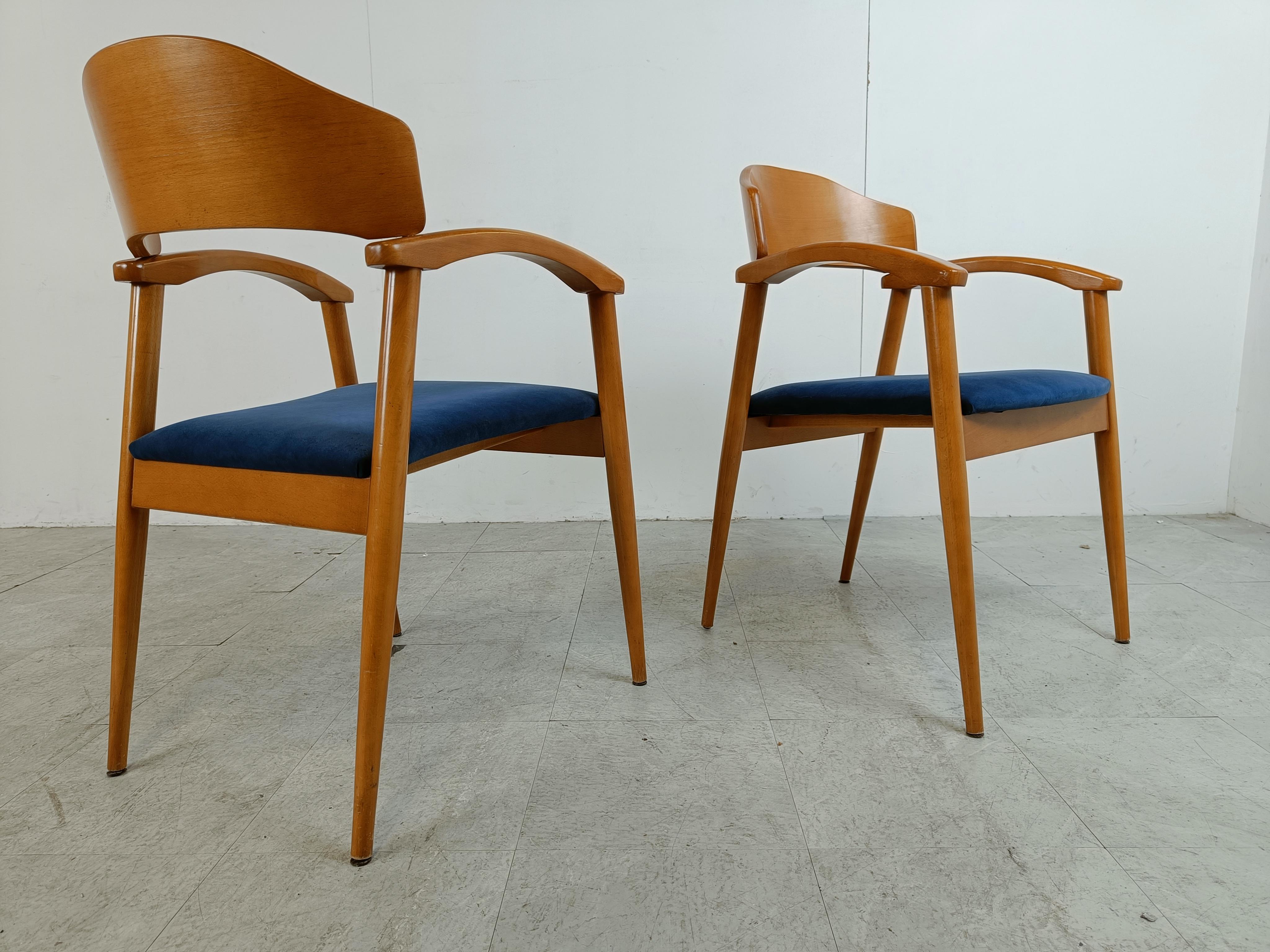 Vintage spanish wooden  armchairs, 1990s set of 6 For Sale 3
