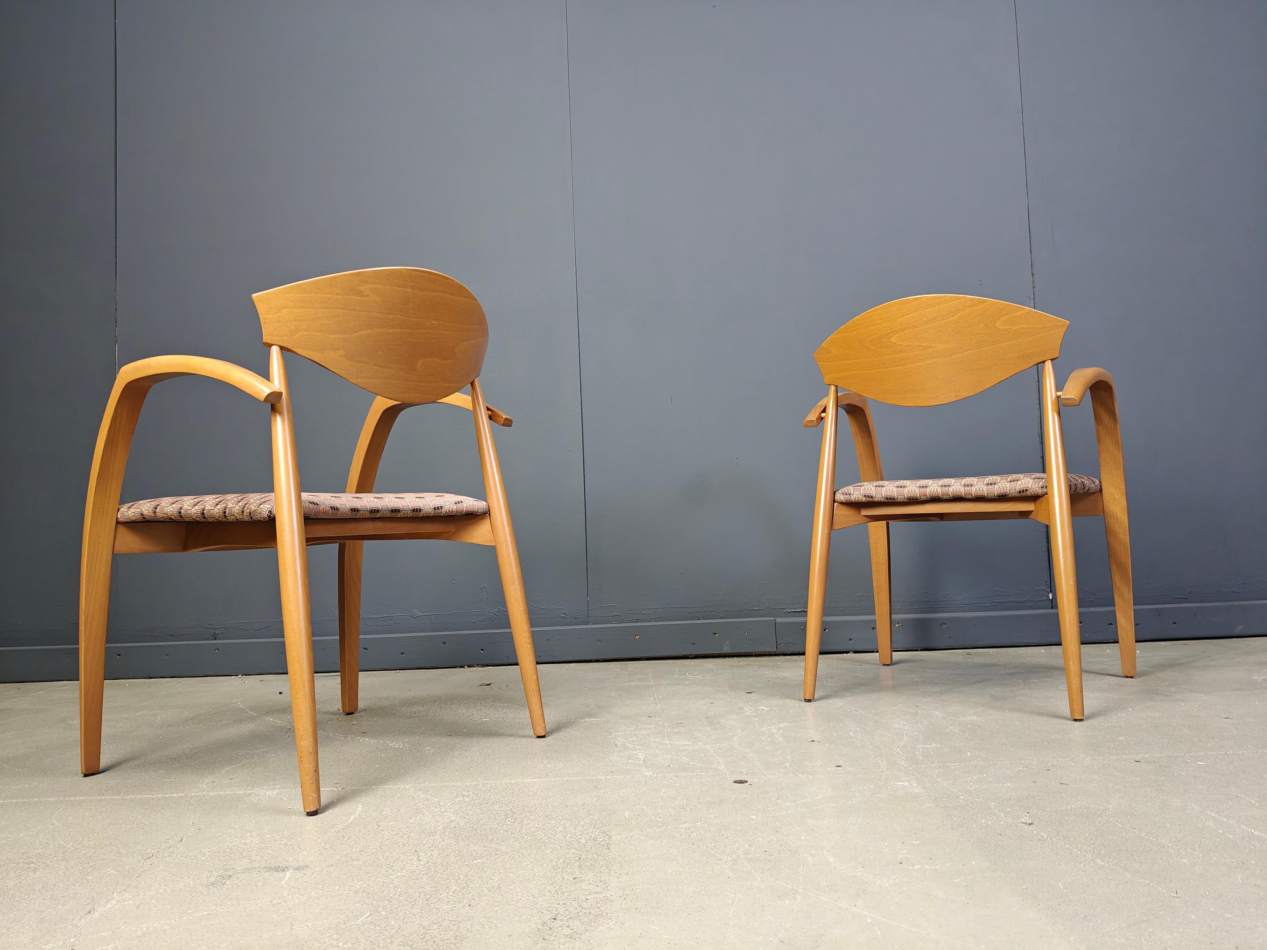 Moderne Bois espagnol vintage  Fauteuils des années 1990, lot de 6 en vente