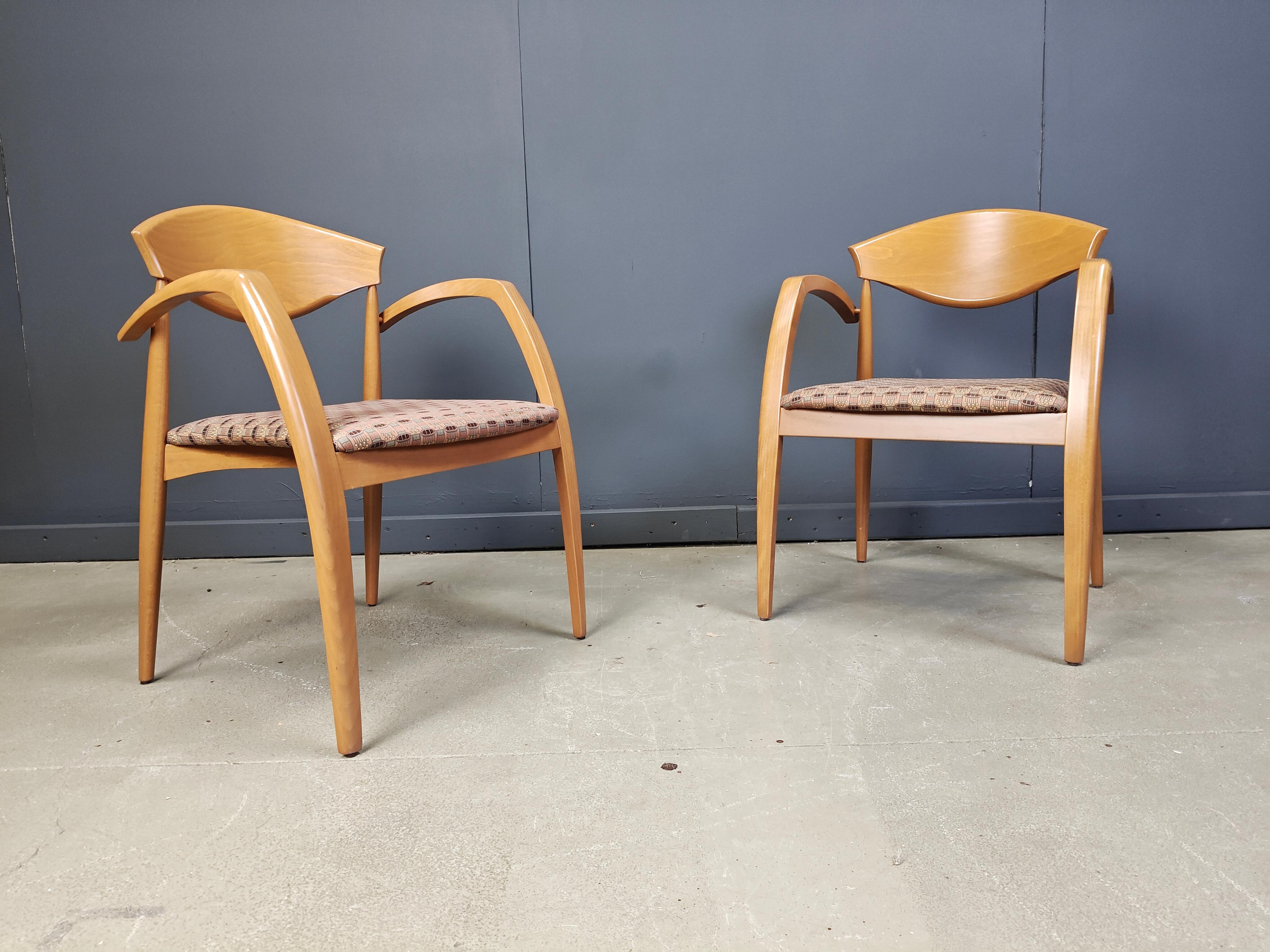 Bois espagnol vintage  Fauteuils des années 1990, lot de 6 Bon état - En vente à Leuven, Vlaams Gewest