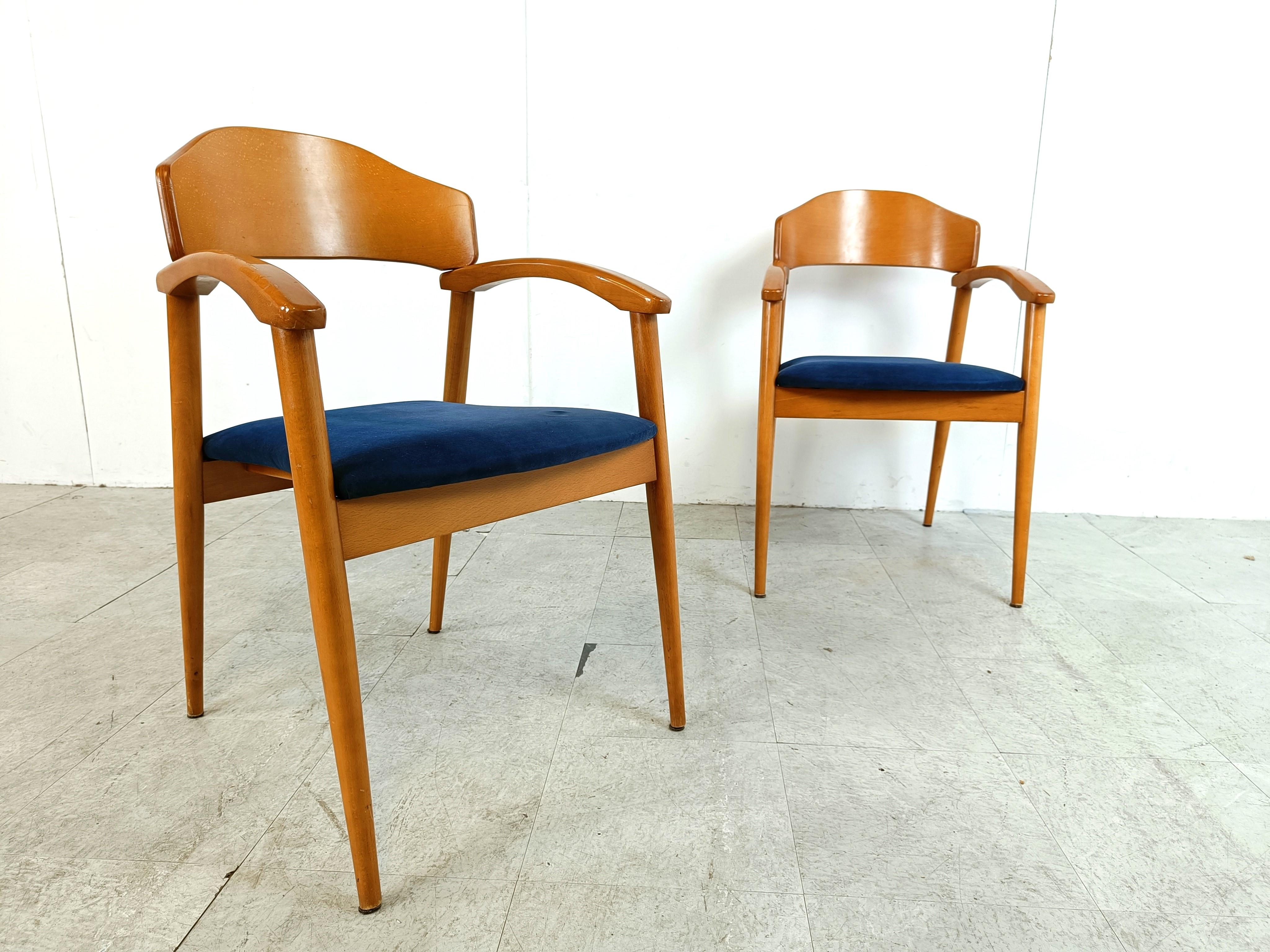 Vintage spanish wooden  armchairs, 1990s set of 6 For Sale 1