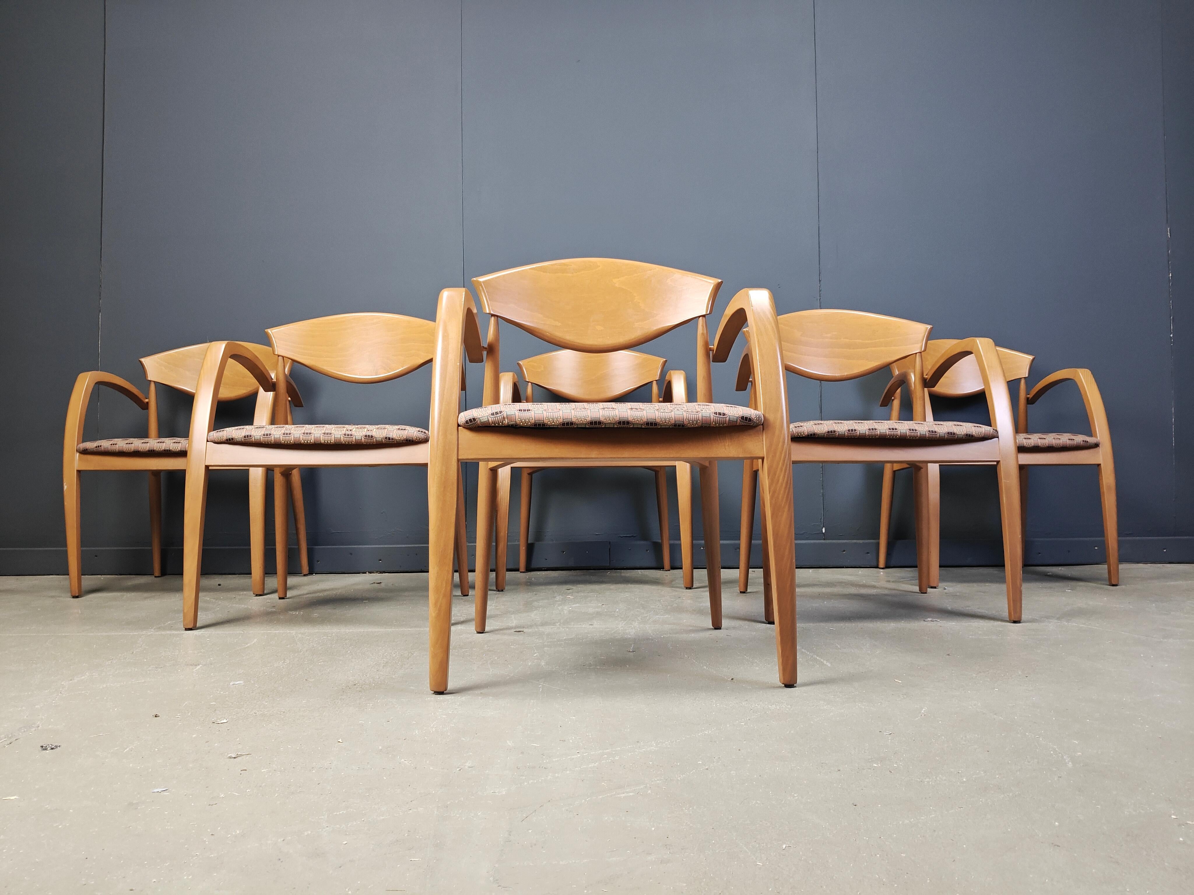 Bois espagnol vintage  Fauteuils des années 1990, lot de 6 en vente 1
