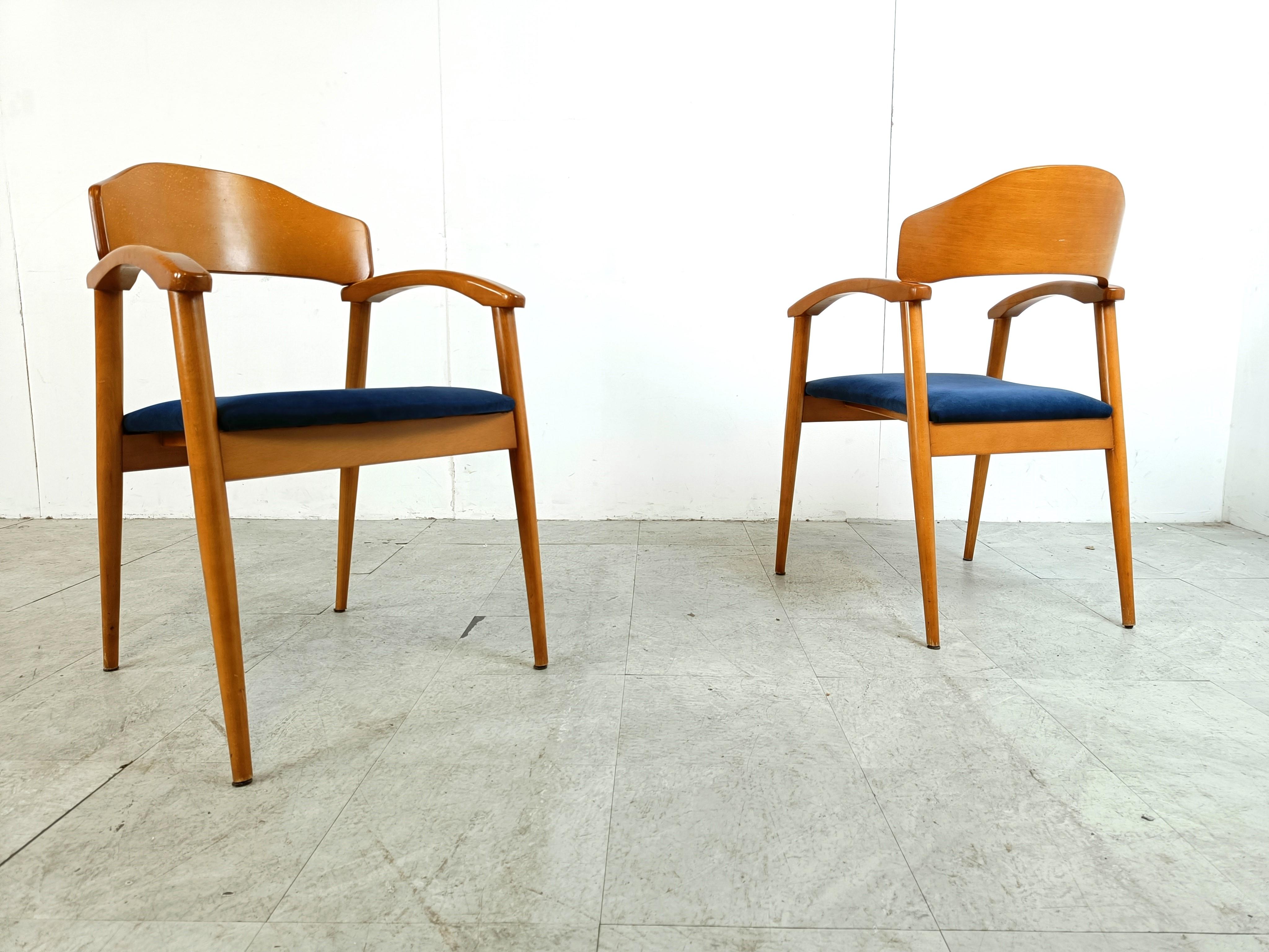 Vintage spanish wooden  armchairs, 1990s set of 6 For Sale 2