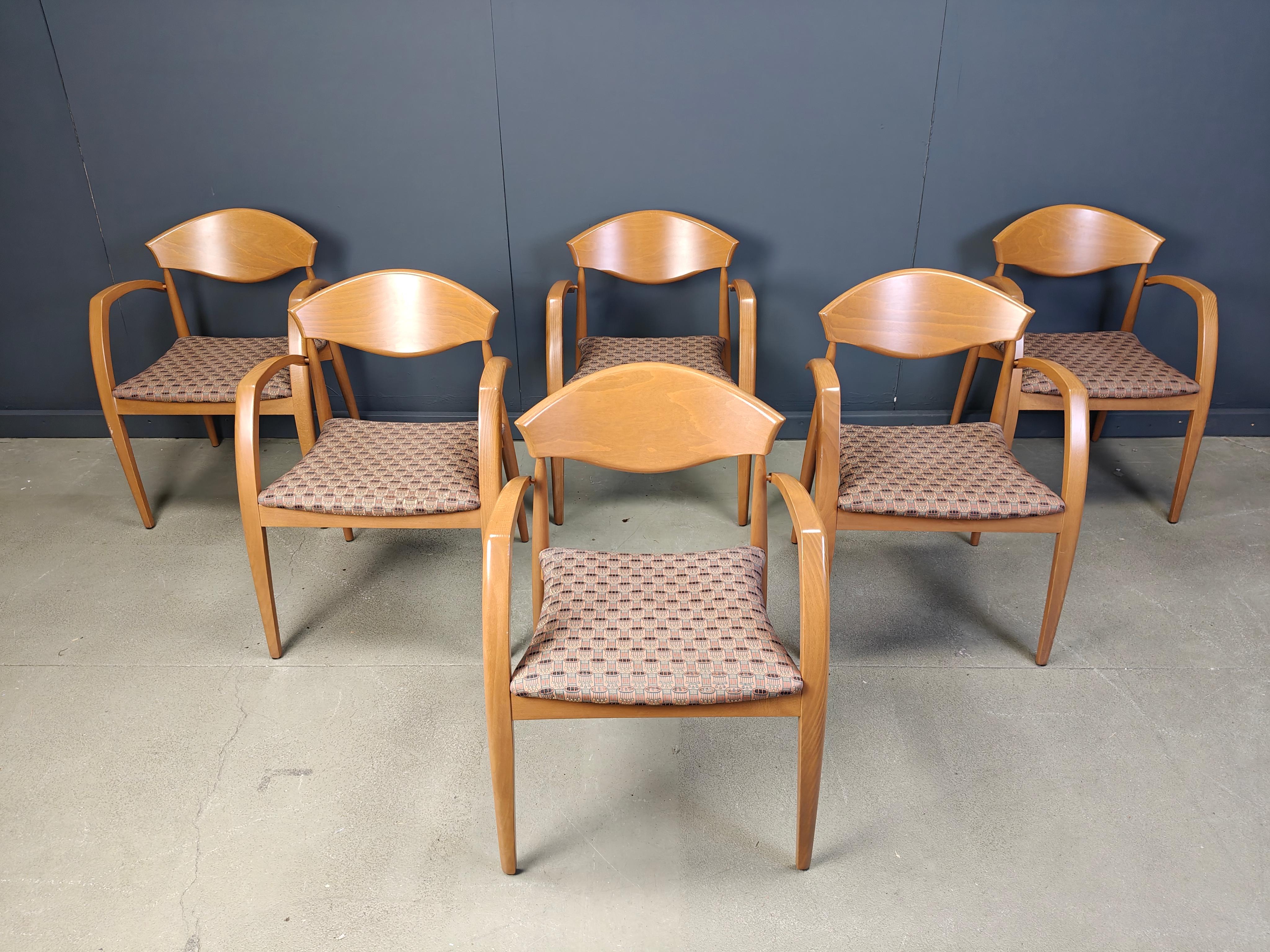 Bois espagnol vintage  Fauteuils des années 1990, lot de 6 en vente 2