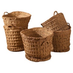 Vintage Spanish woven Olive harvest baskets - 3 available