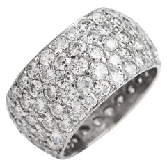 Vintage Sparkling Diamond Platinum Wide Eternity Band Ring