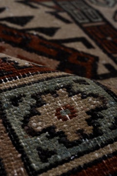 Vintage Sparta Rug geometric box layout in rust and ivory