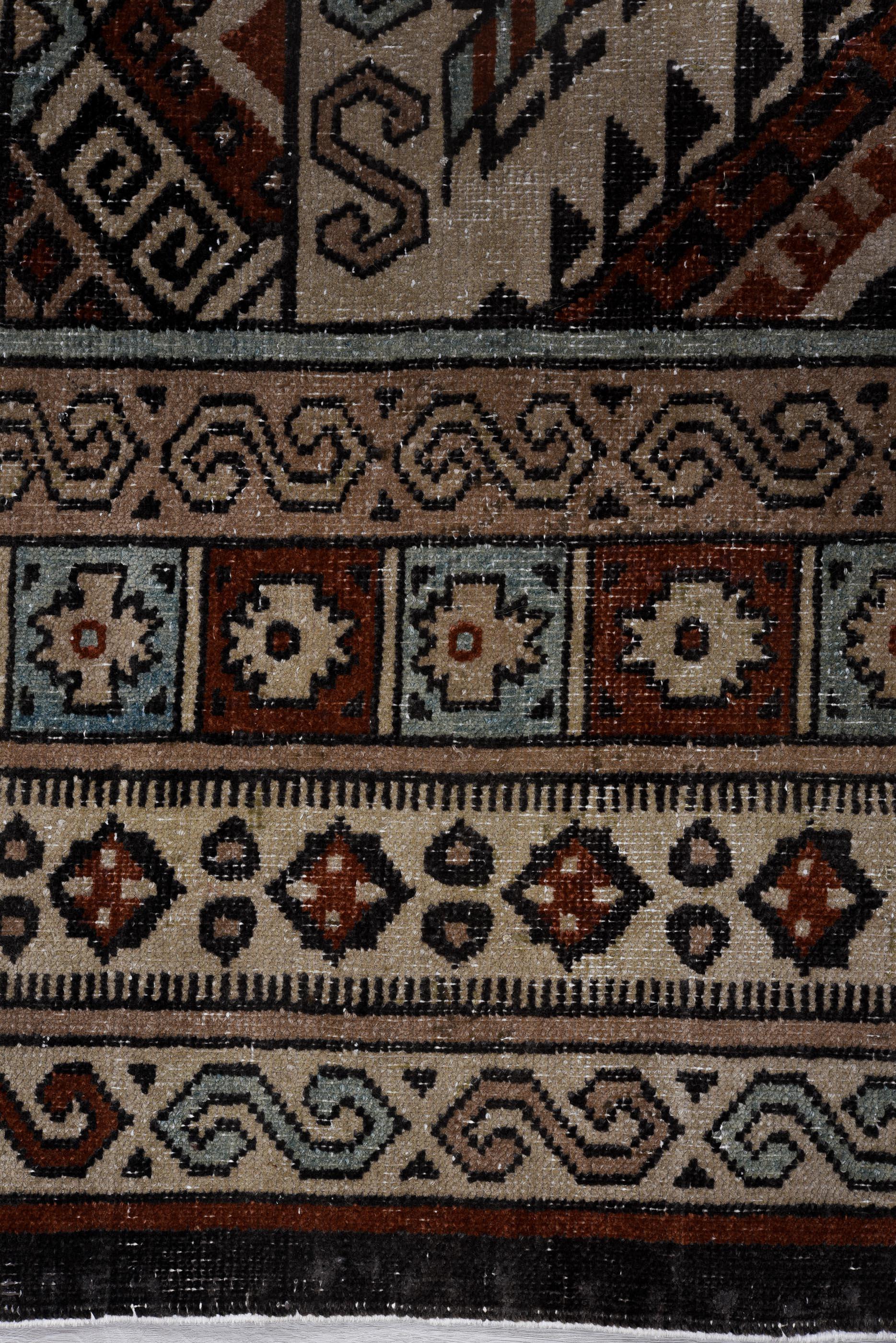 Laine Tapis vintage By By géométrique en rouille et ivoire en vente