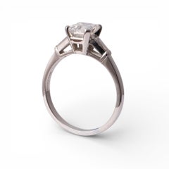 Vintage Spaulding & Company 1.07 Karat Smaragdschliff G.I.A E VS2 Platin Set Ring