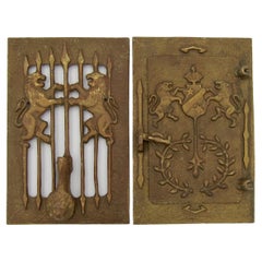 Vintage Speakeasy Door Knocker and Peephole Grill in Two Panels