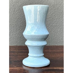 Vaso vintage in ceramica blu screziata