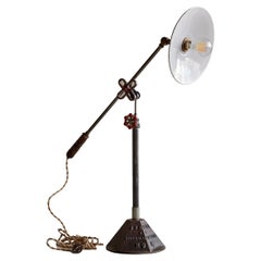 Lampe de bureau vintage en émail moucheté réglable avec bouchon en acier