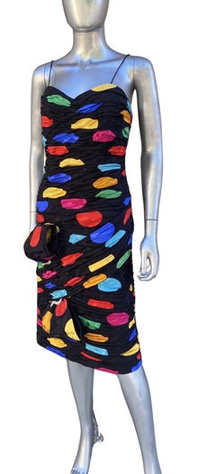 Robe de cocktail Vintage Spectaculaire Fred Hayman BH en soie imprimée Taille 6