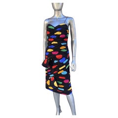Retro Spectacular Fred Hayman BH Rushed Silk Print Cocktail Party Dress Size 6