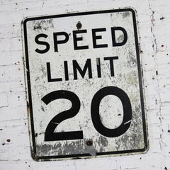Vintage Speed Limit 20 Large Steel Traffic Sign
