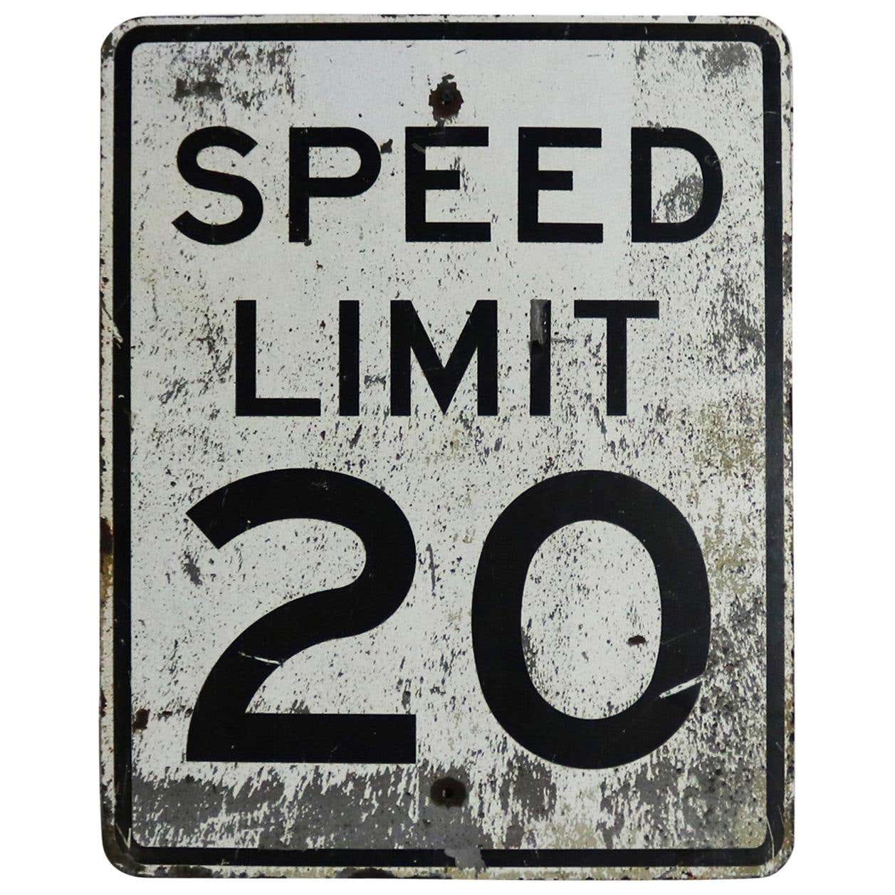 Vintage Speed Limit 20 Large Steel Traffic Sign For Sale at 1stDibs ...