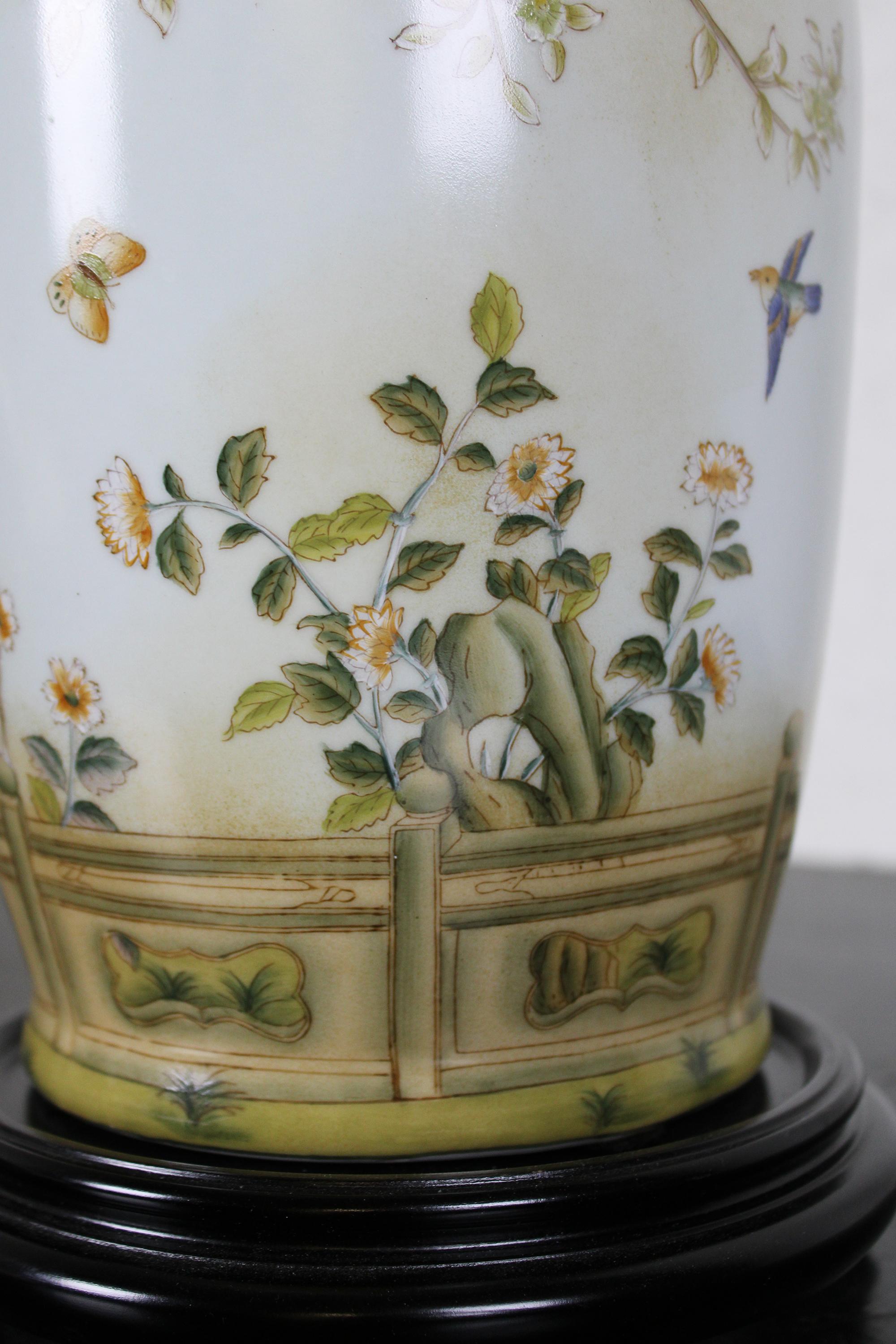 Vintage Speer Collectibles Porcelain Floral Chinoiserie Mantel Vase and Base 7