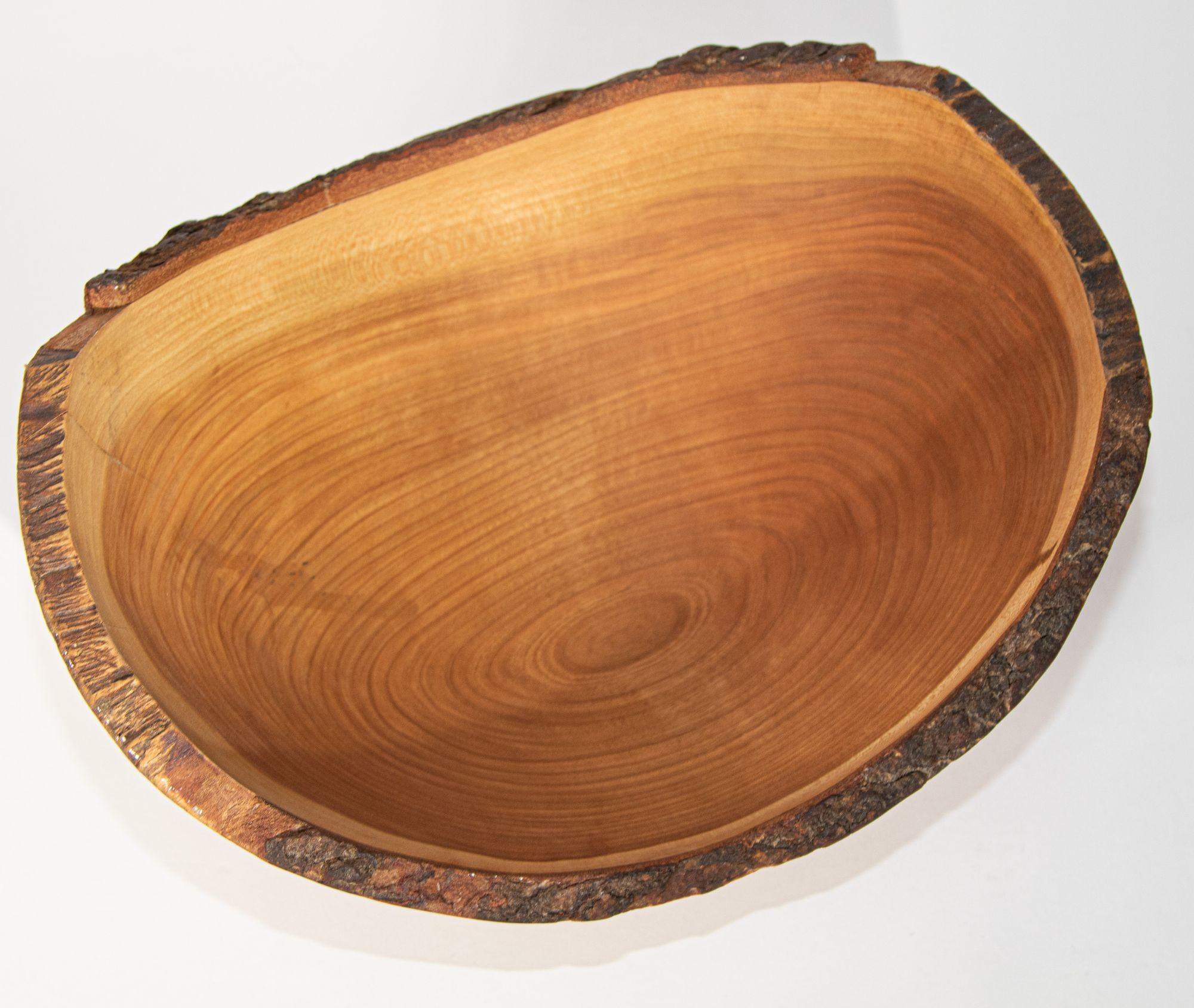 Organic Modern Vintage Spencer Peterman Live Edge Cherry Oval Bowl For Sale