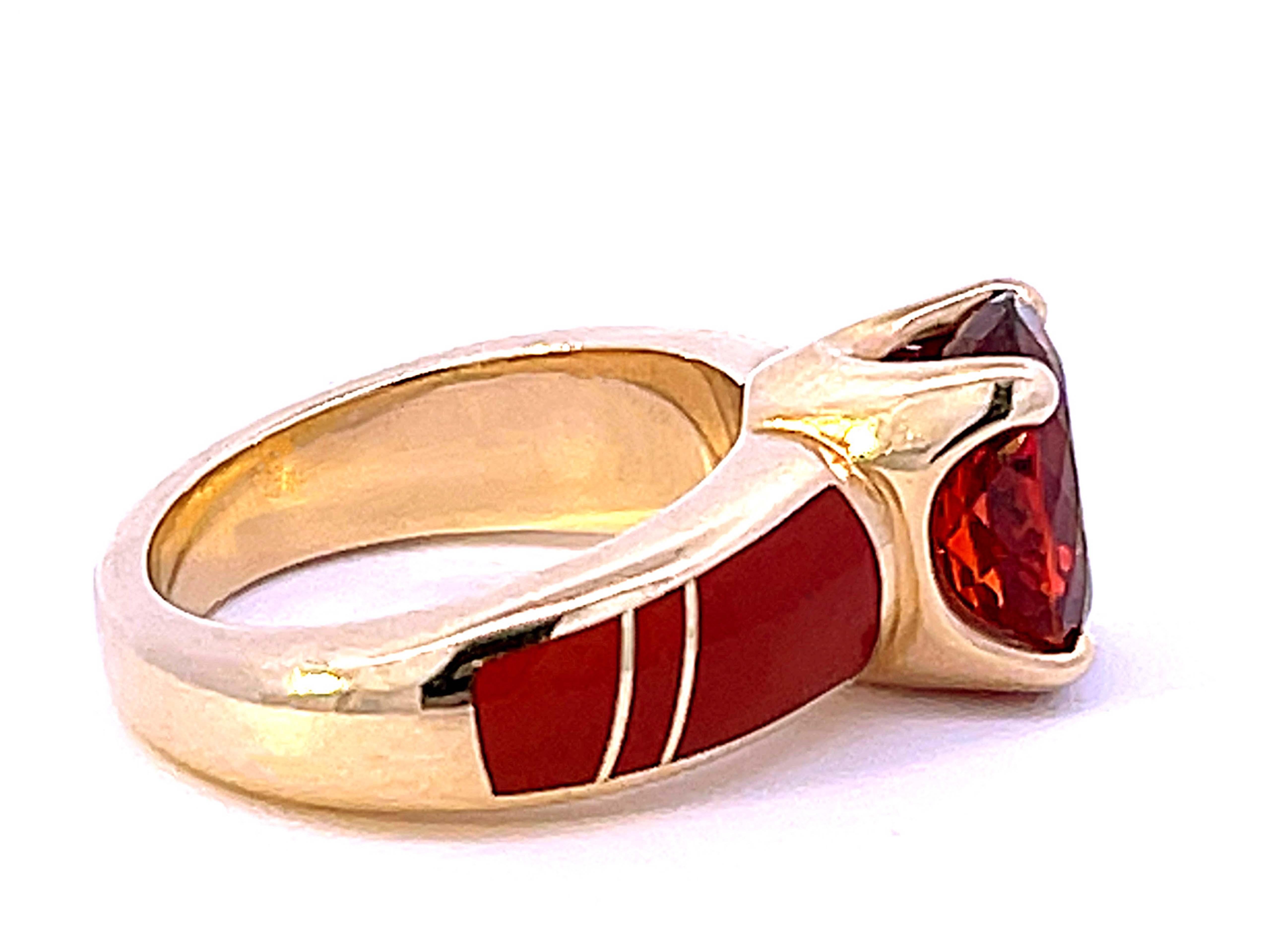 Women's Vintage Spessartite Mandarin Garnet Ring in 14K Yellow Gold For Sale