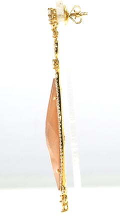 Vintage Spessartite Orange Quartz Doublet Dangle Earrings in 18k Yellow Gold