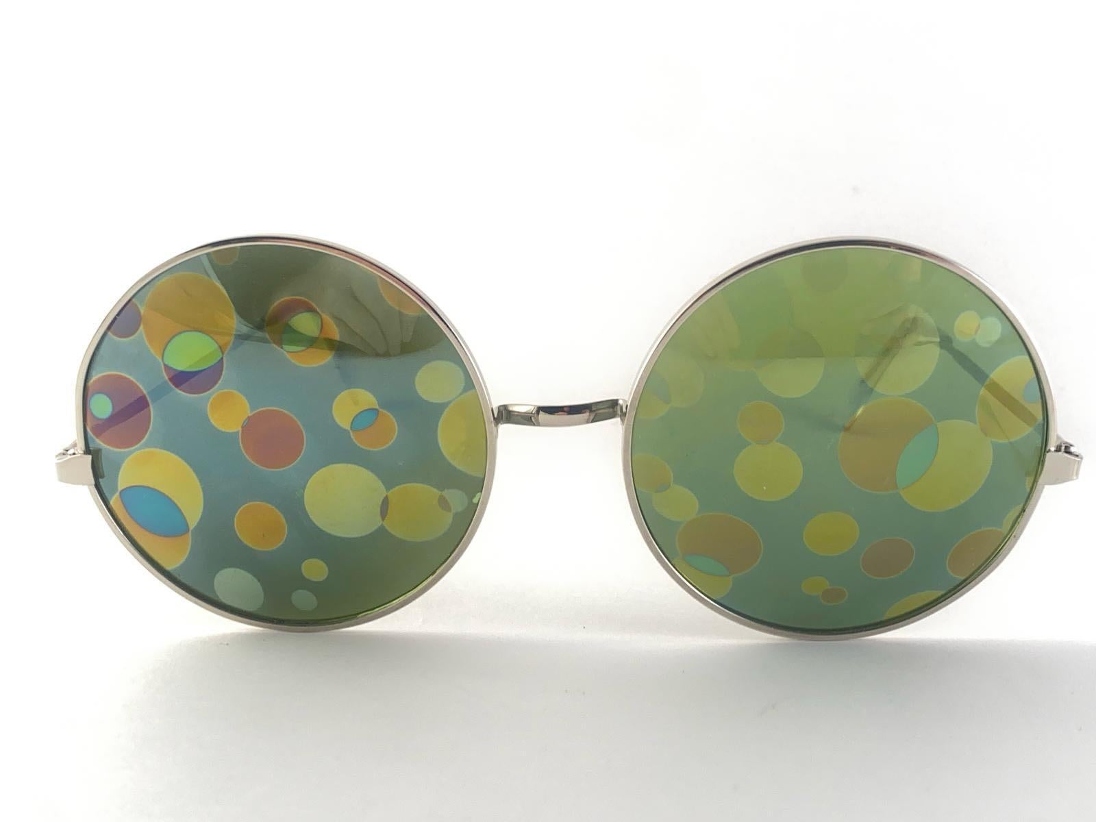 Vintage Spex Appeal Psychedelic Oversized Dotted Round Silver  Lunettes de soleil des années 1970 Neuf - En vente à Baleares, Baleares