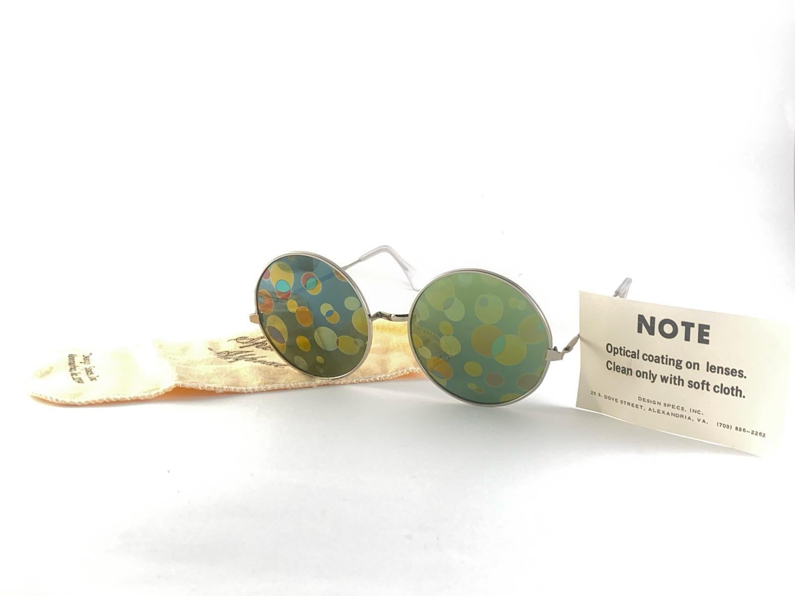 Vintage Spex Appeal Psychedelic Oversized Dotted Round Silver  Lunettes de soleil des années 1970 Unisexe en vente