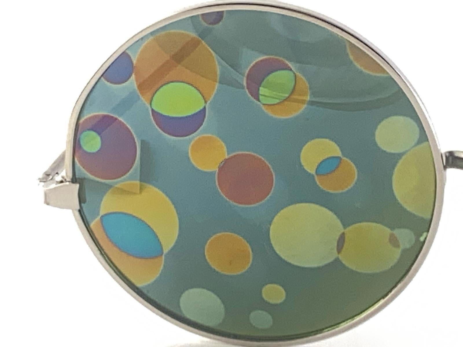 Vintage Spex Appeal Psychedelic Oversized Dotted Round Silver  Lunettes de soleil des années 1970 en vente 2