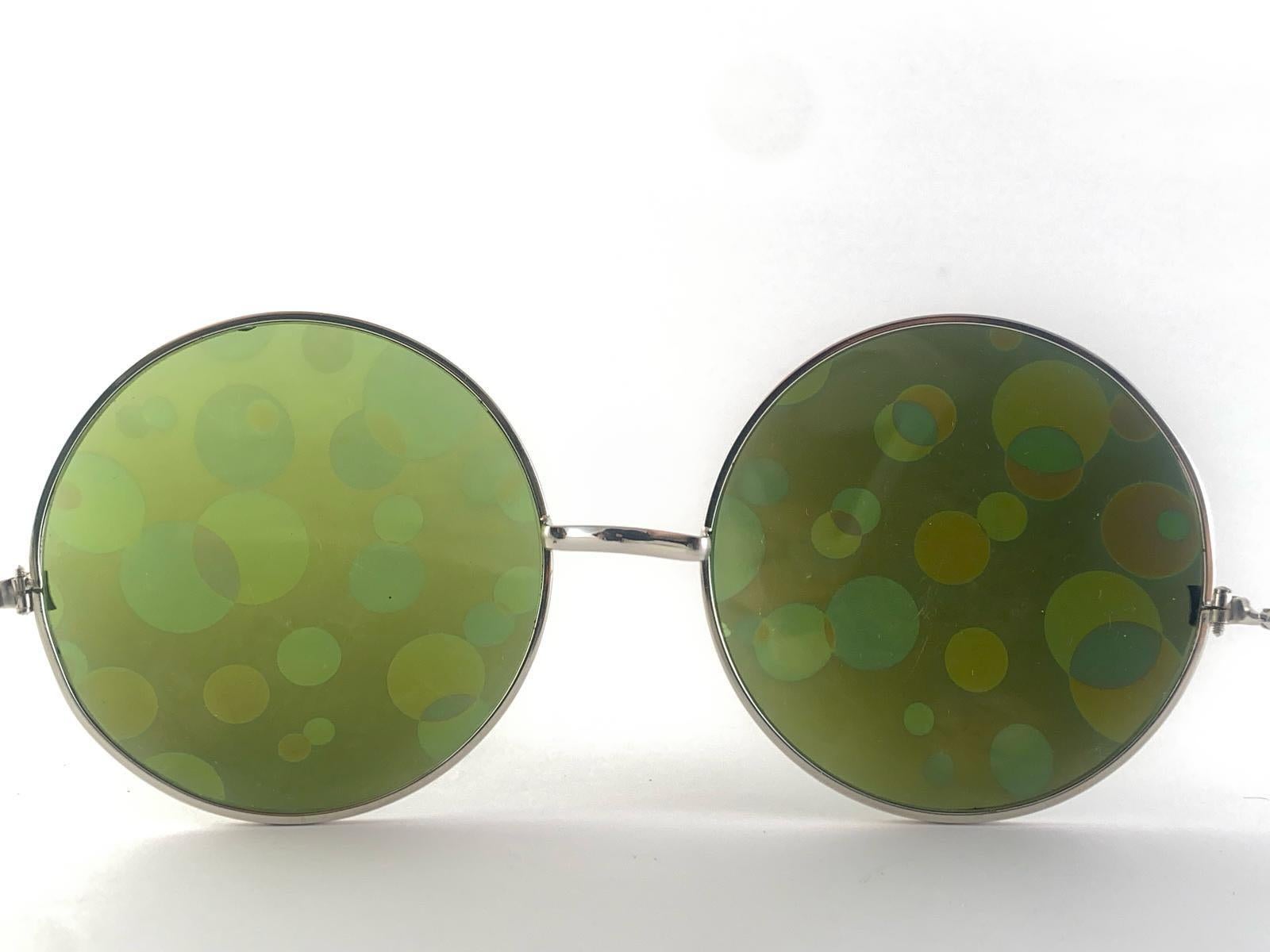 Vintage Spex Appeal Psychedelic Oversized Dotted Round Silver  Lunettes de soleil des années 1970 en vente 3