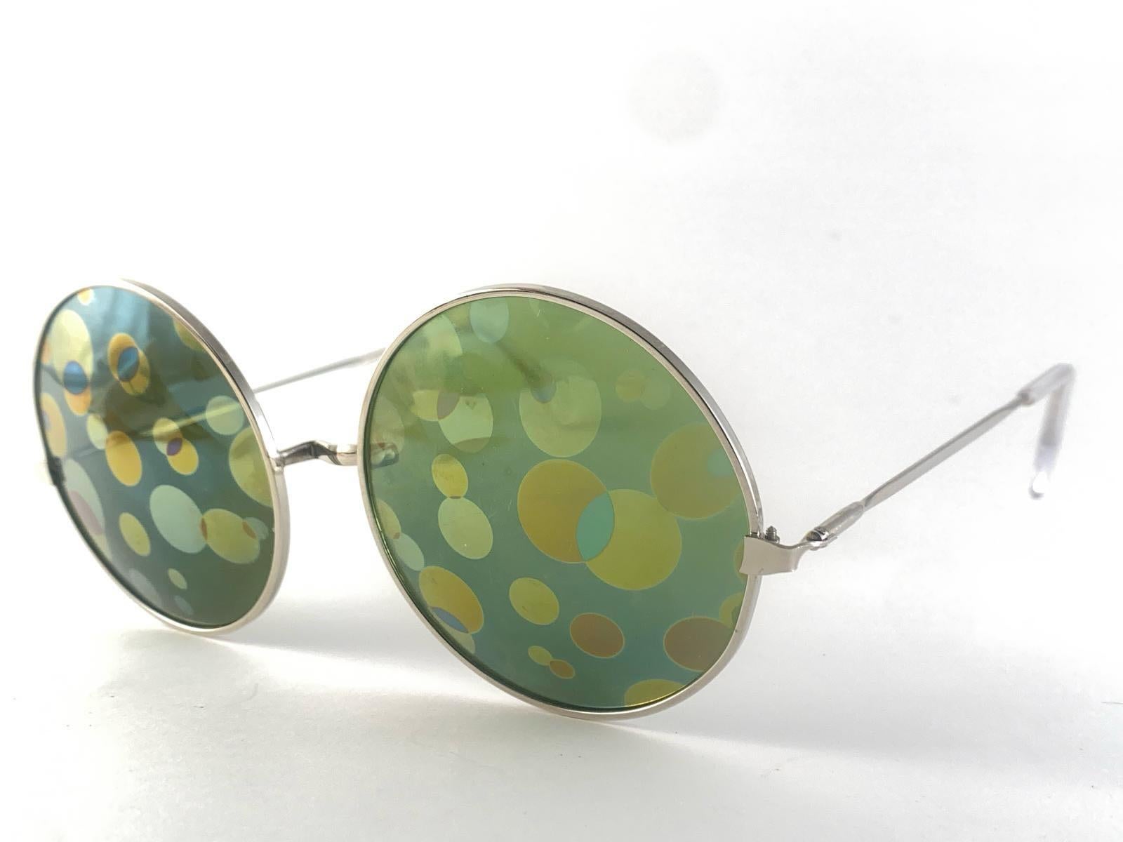 Vintage Spex Appeal Psychedelic Oversized Dotted Round Silver  Lunettes de soleil des années 1970 en vente 4
