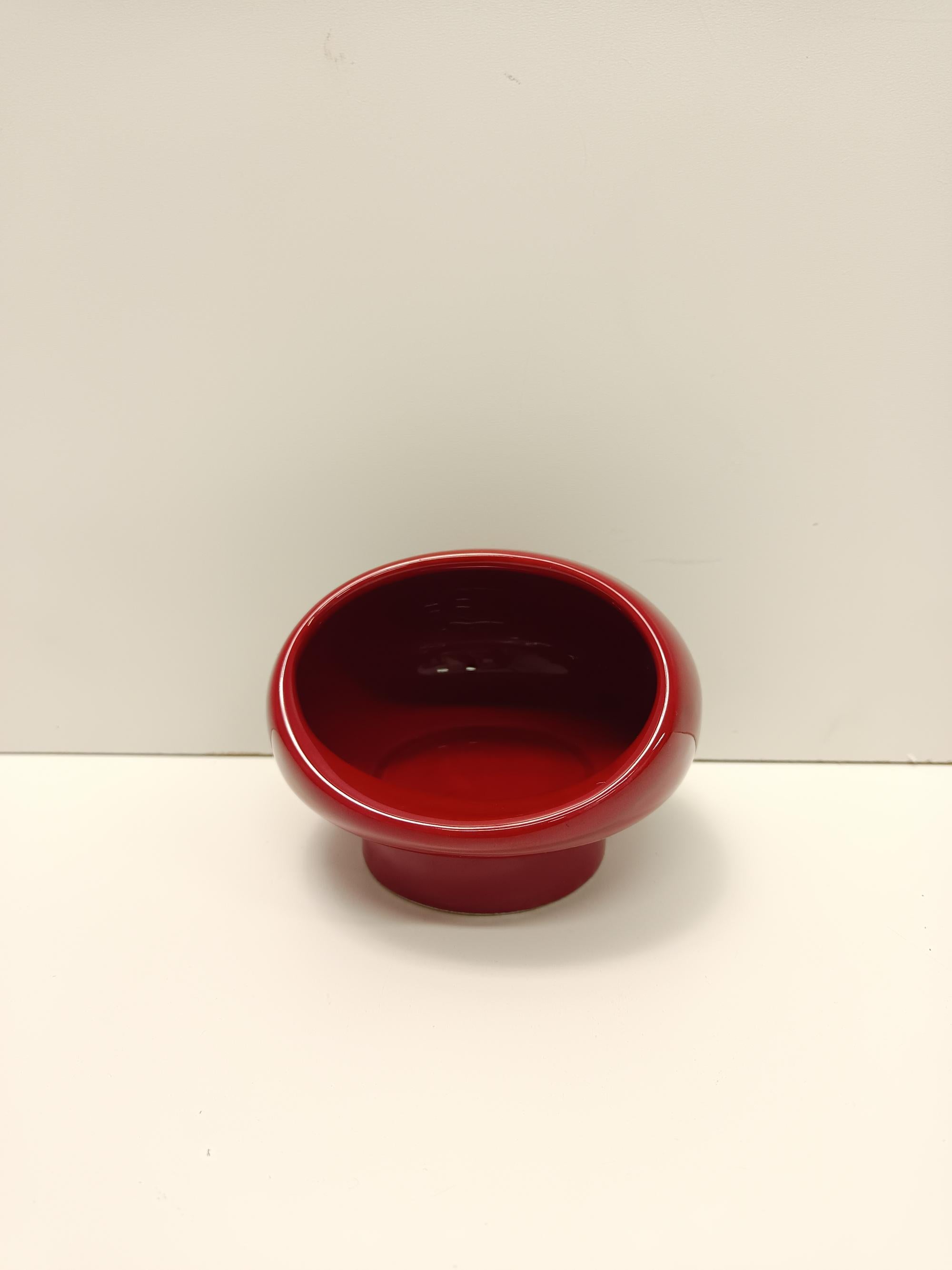 Late 20th Century Vintage Spheric Red Glazed Ceramic Ashtray by Gabbianelli, Italy For Sale