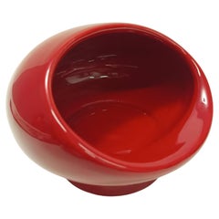 Vintage Spheric Red Glazed Ceramic Ashtray by Gabbianelli, Italy