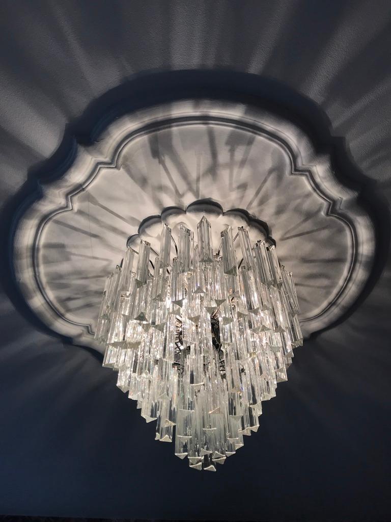 Vintage Spherical Murano Chandelier with Clear Glass Pendants, Italy, 1960s In Good Condition In Copenhagen K, DK