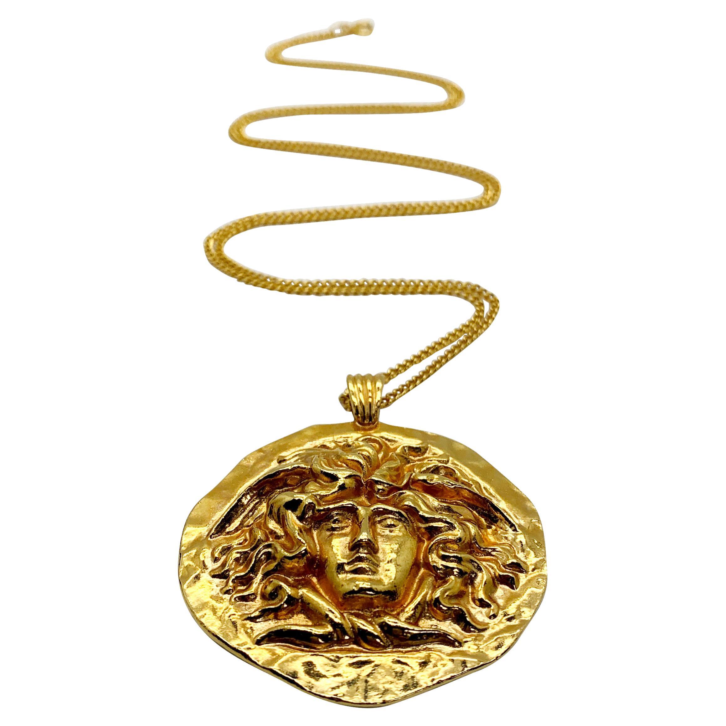 Vintage Sphinx Mythology Medallion Necklace 1970s For Sale