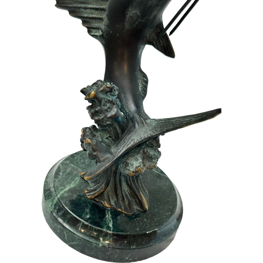 Vintage SPI Home Brass & Marble Tail Walker Sailfish Sculpture In Good Condition For Sale In Naples, FL