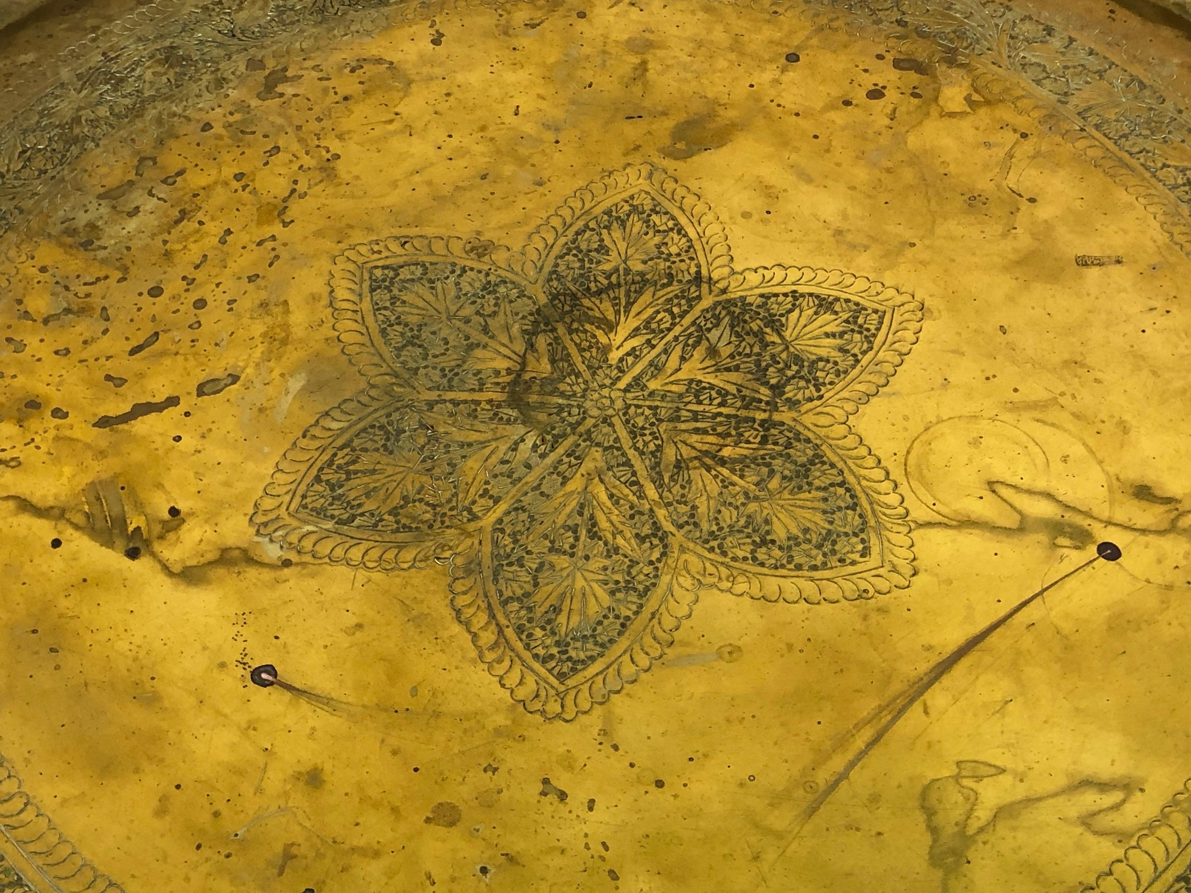moroccan brass tray table