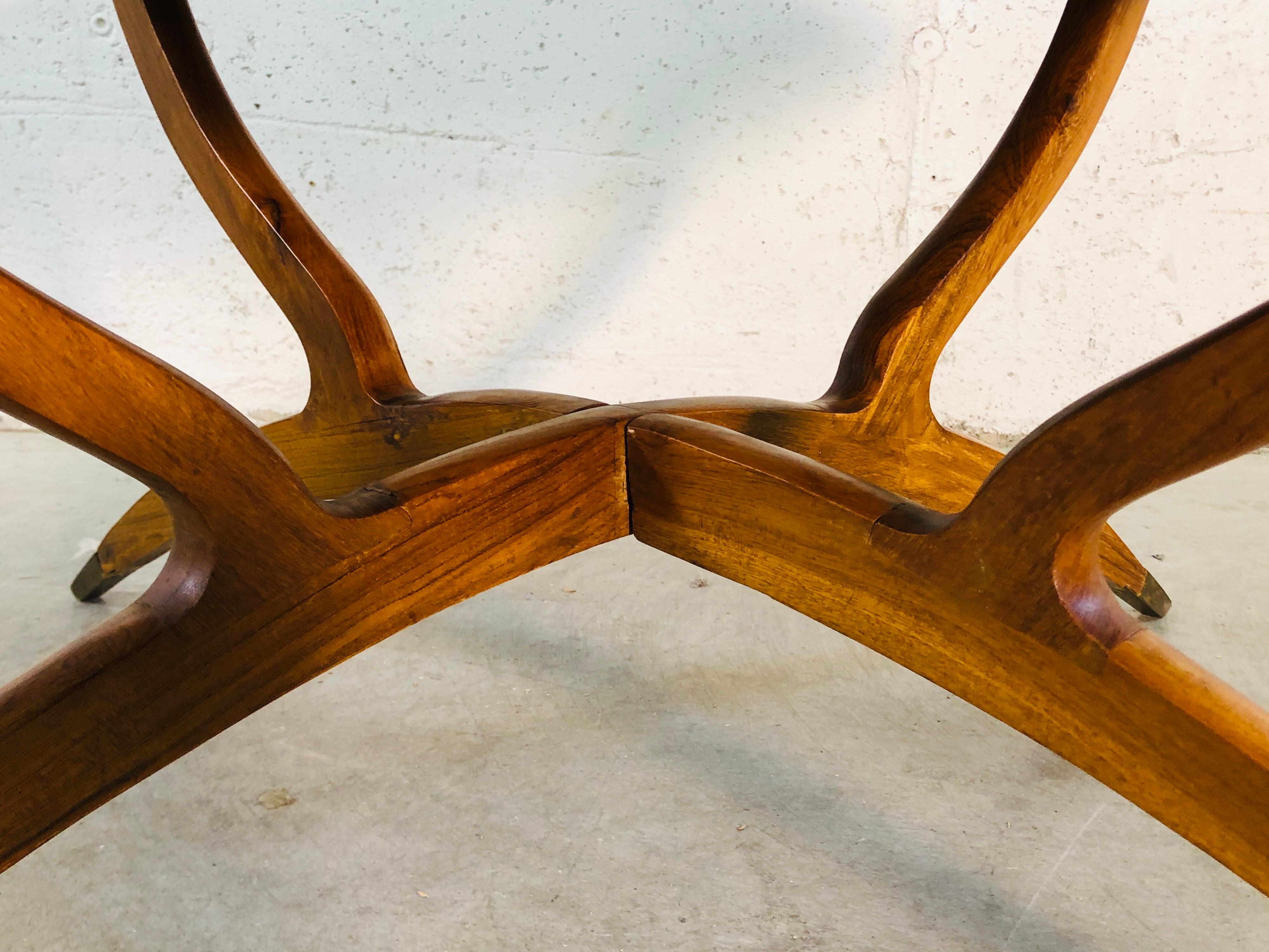 Vintage Spider Leg Coffee Table with Moroccan Brass Tray In Good Condition In Amherst, NH