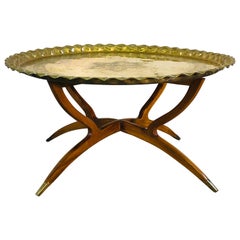 Vintage Spider Leg Coffee Table with Moroccan Brass Tray