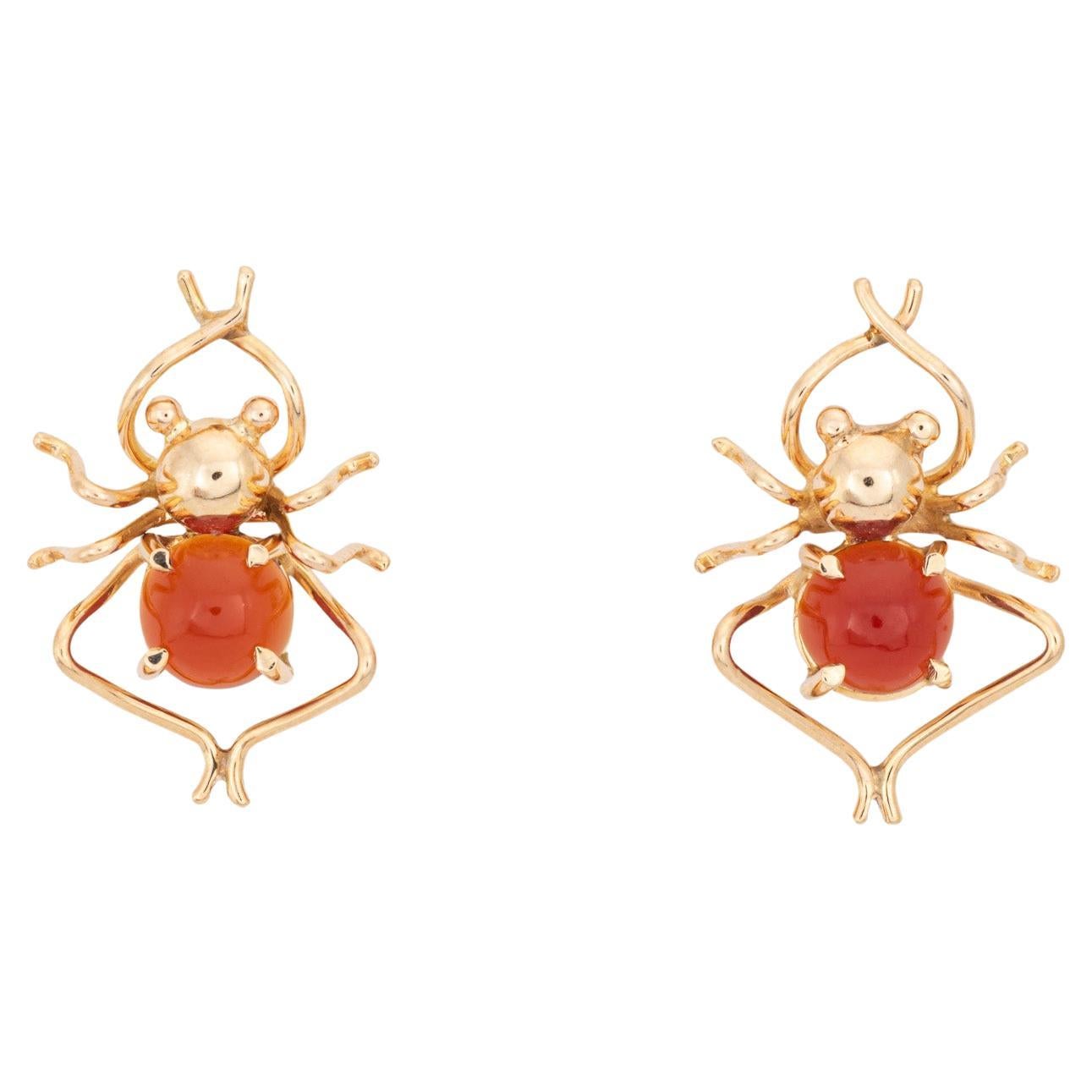 Pendientes araña vintage Ámbar Oro amarillo 14k Estate Jewelry