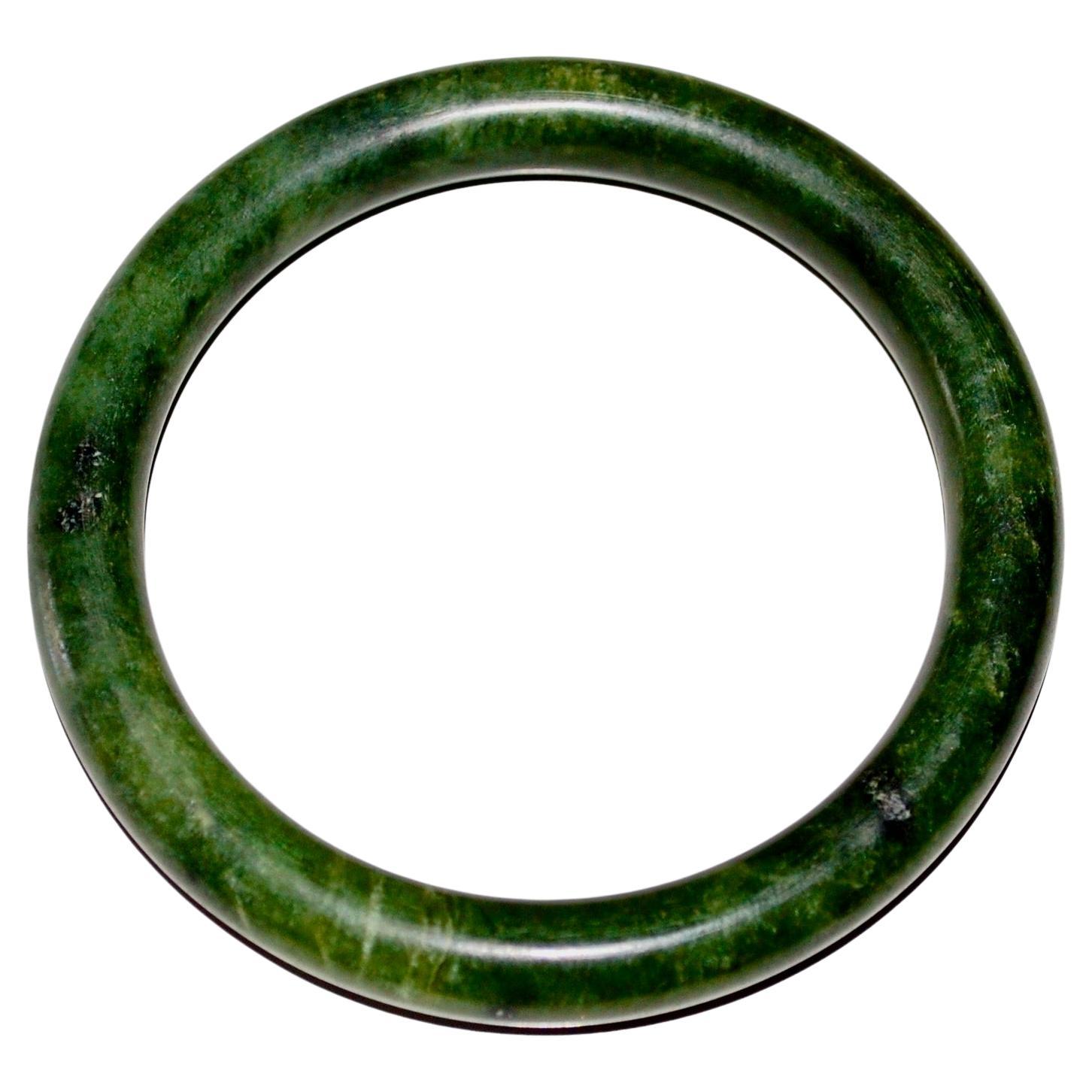 Vintage Spinat Jade Armreif Armband (Rundschliff)
