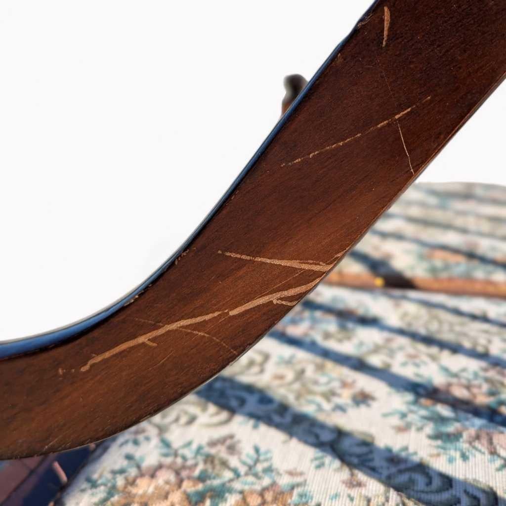 Vintage Spindle Back Settee, Floral Upholstered Bench, c. 1970s USA For Sale 4