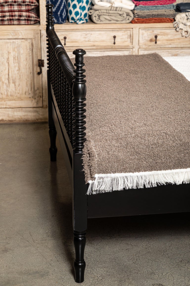 Vintage Spindle Bed with Footboard, Newly Painted Black Q For Sale at