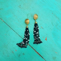 Vintage Spinel and Pearl Tassel Earrings
